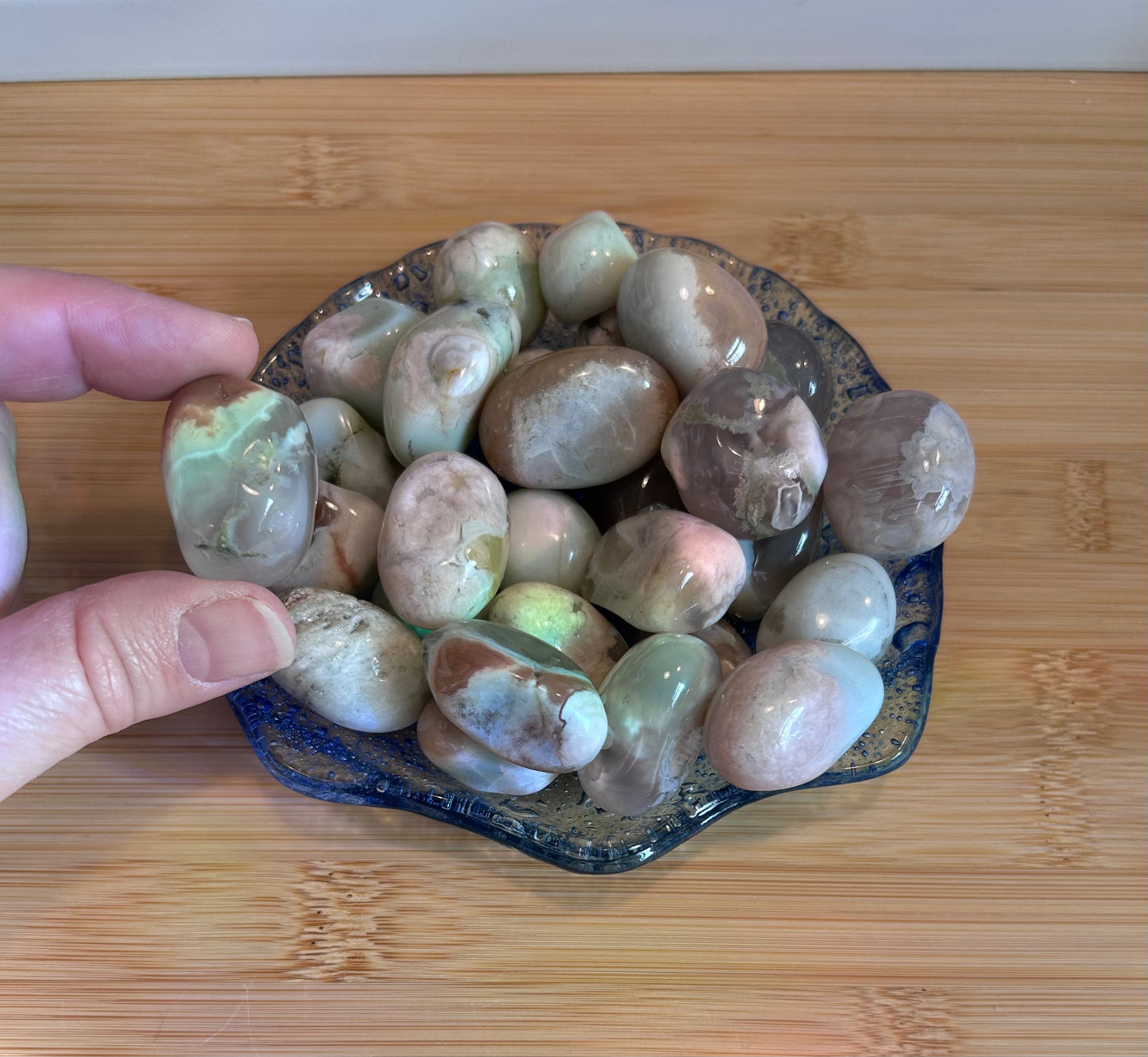 Green Flower Agate Tumble