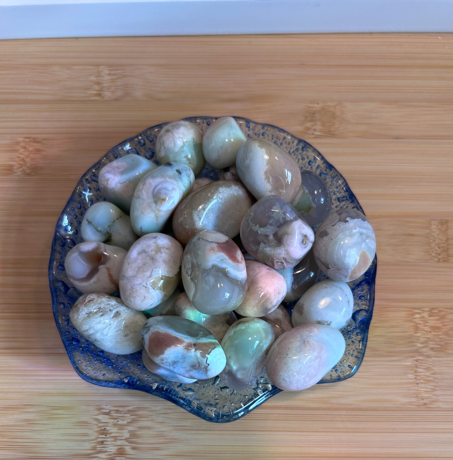 Green Flower Agate Tumble