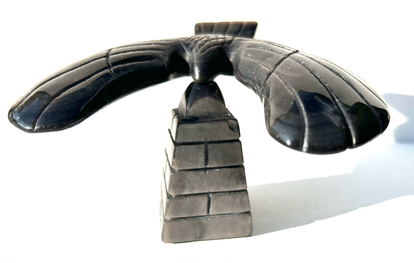 Silver Sheen Obsidian Eagle Balance Bird with Stand
