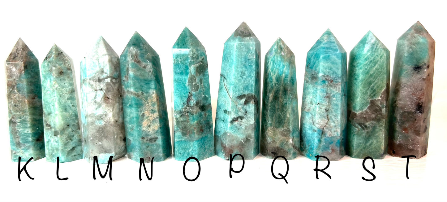 Amazonite with Smoky Quartz Tower | K - T
