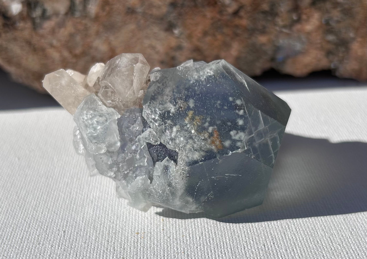 Icy Blue Fluorite with Quartz Points