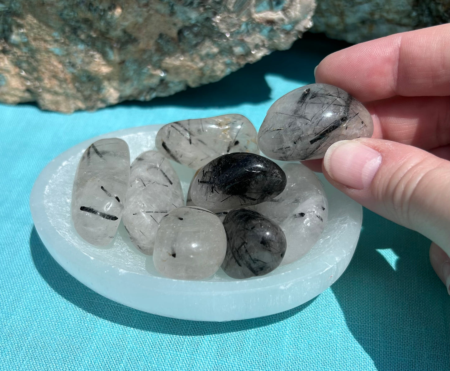 Tourmaline in Quartz Tumble | Medium