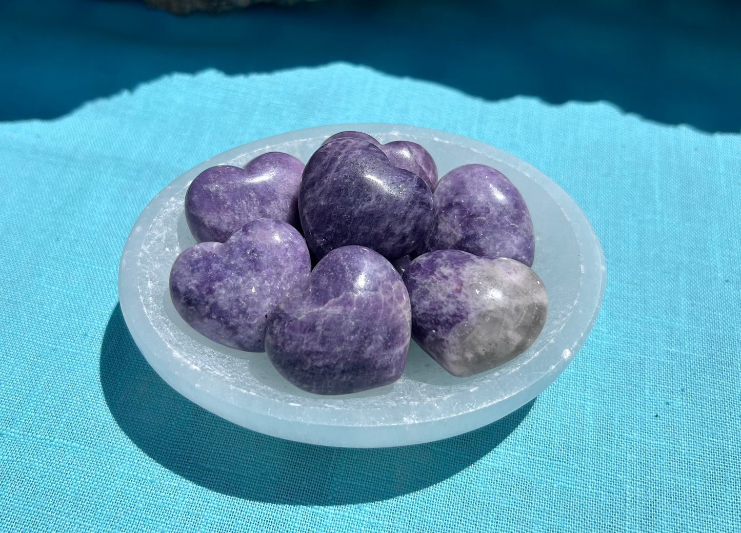 Lepidolite Heart Carving