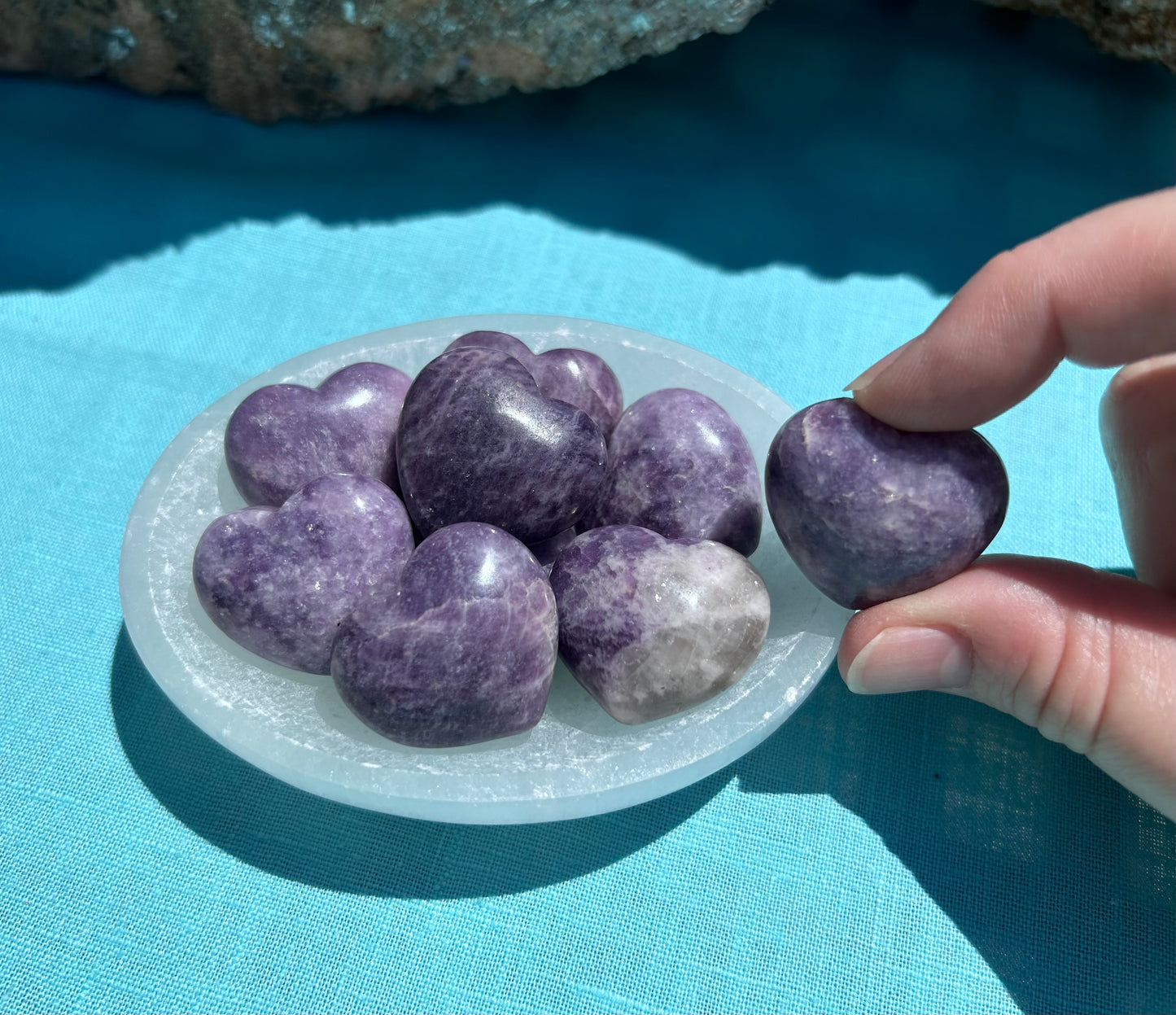 Lepidolite Heart Carving