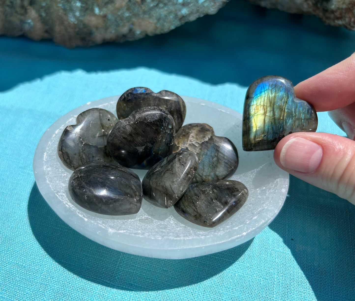 Labradorite Heart Carving