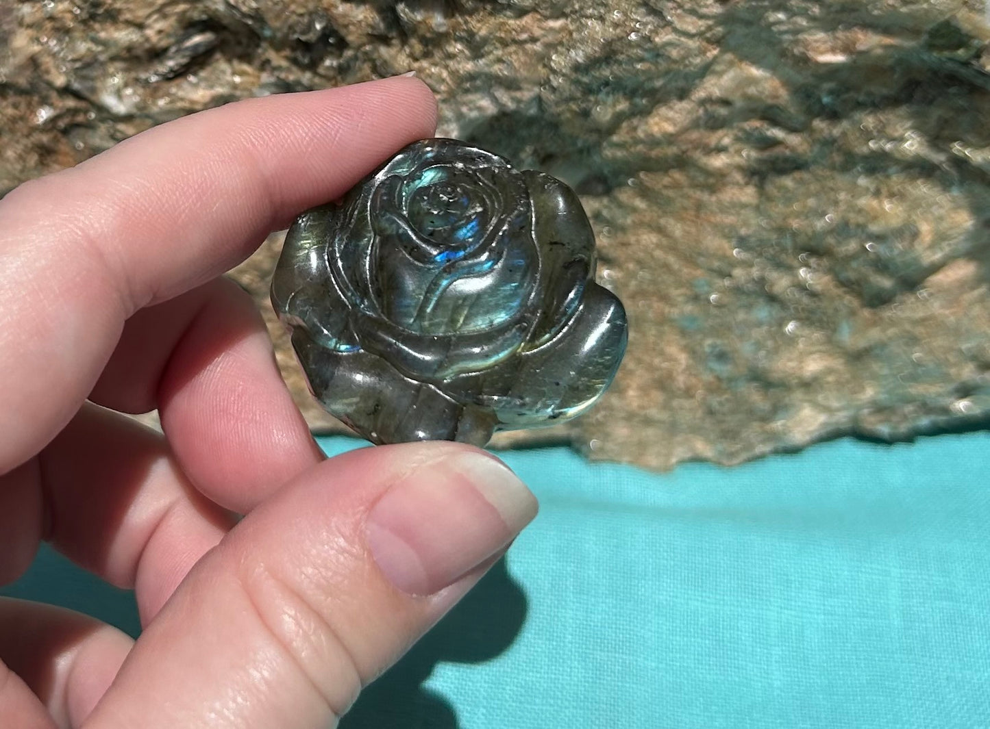 Labradorite Rose Carving