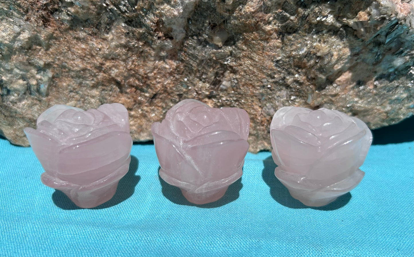 Rose Quartz Rose Carving