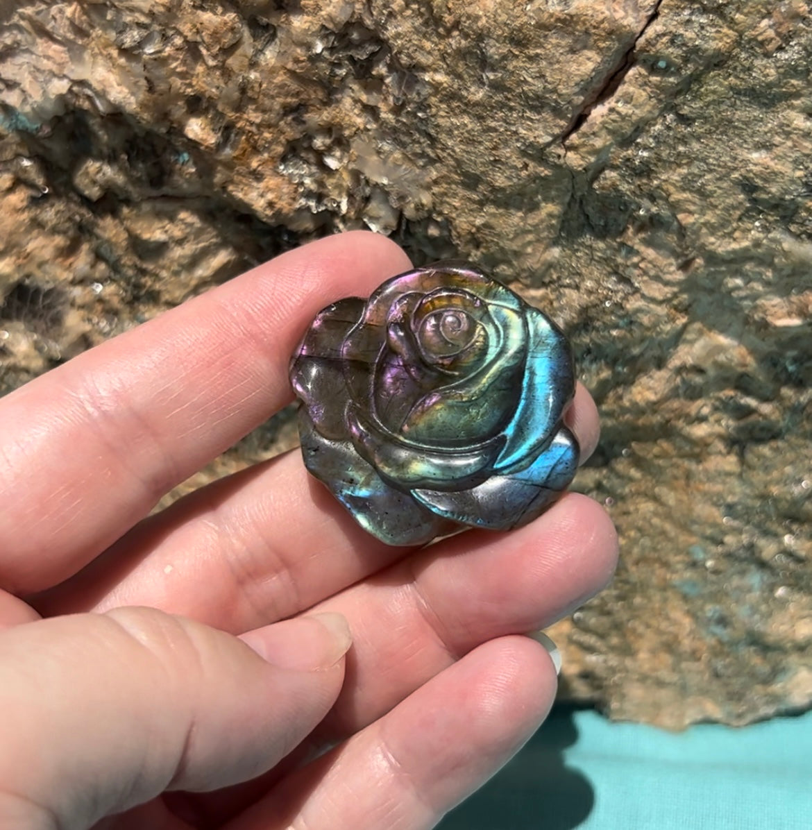 Labradorite Rose Carving