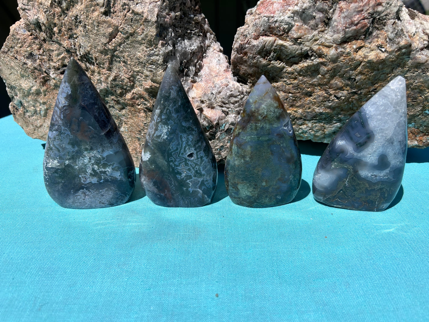 Moss Agate Tear Drop Free Form | Large