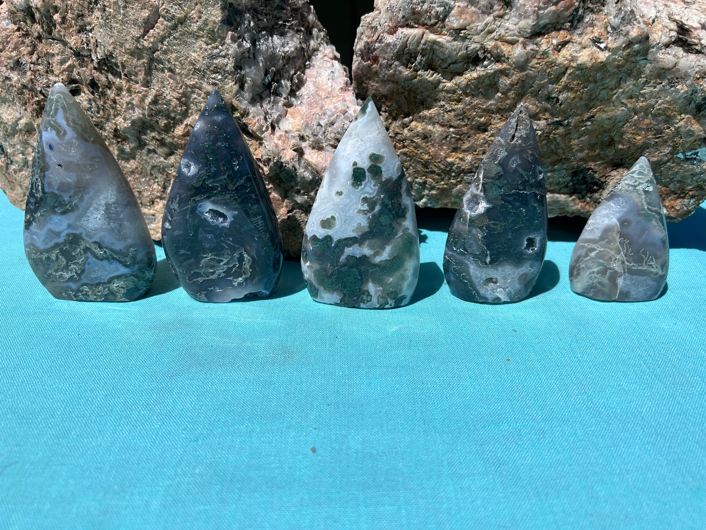 Moss Agate Tear Drop Free Form | Medium
