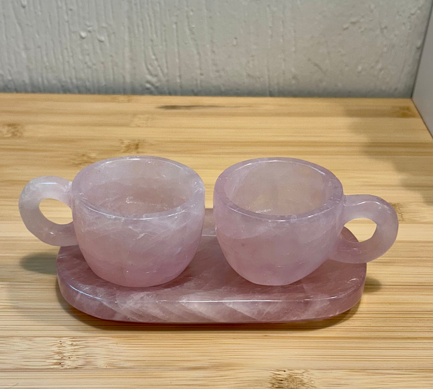Rose Quartz Tea Cup Set with Tray
