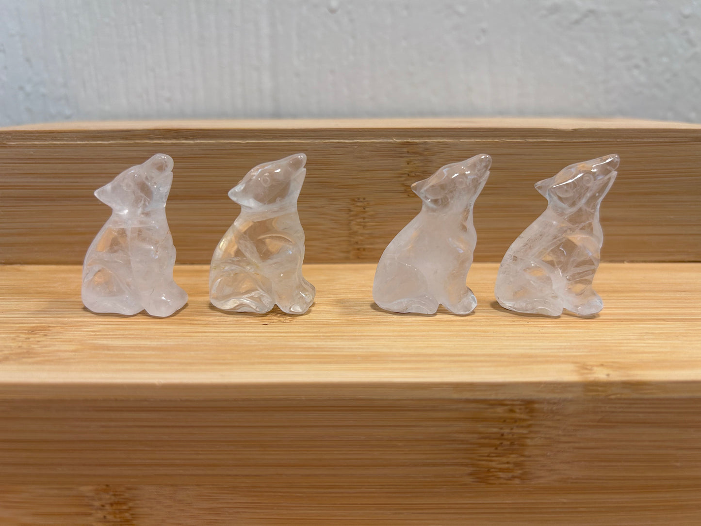 Clear Quartz Wolf Carving