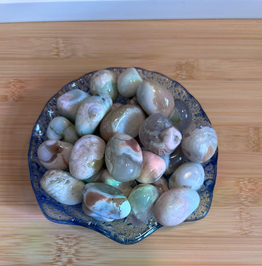 Green Flower Agate Tumble