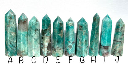 Amazonite with Smoky Quartz Tower | A - J