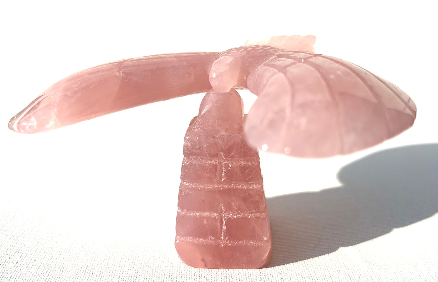 Rose Quartz Eagle Balance Bird with Stand
