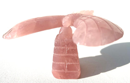 Rose Quartz Eagle Balance Bird with Stand