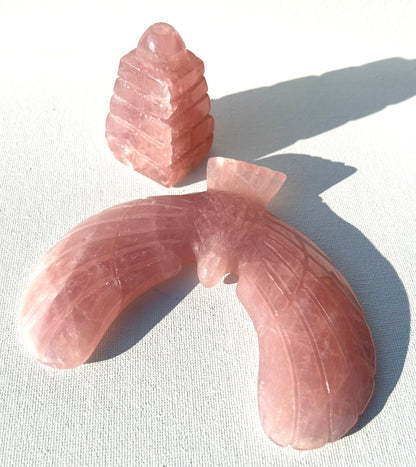 Rose Quartz Eagle Balance Bird with Stand