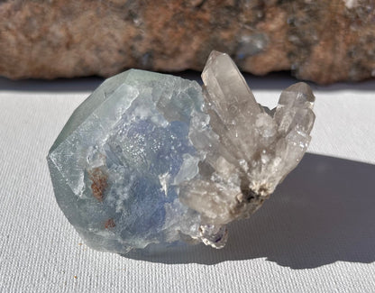Icy Blue Fluorite with Quartz Points
