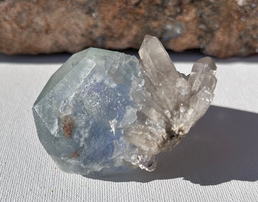 Icy Blue Fluorite with Quartz Points