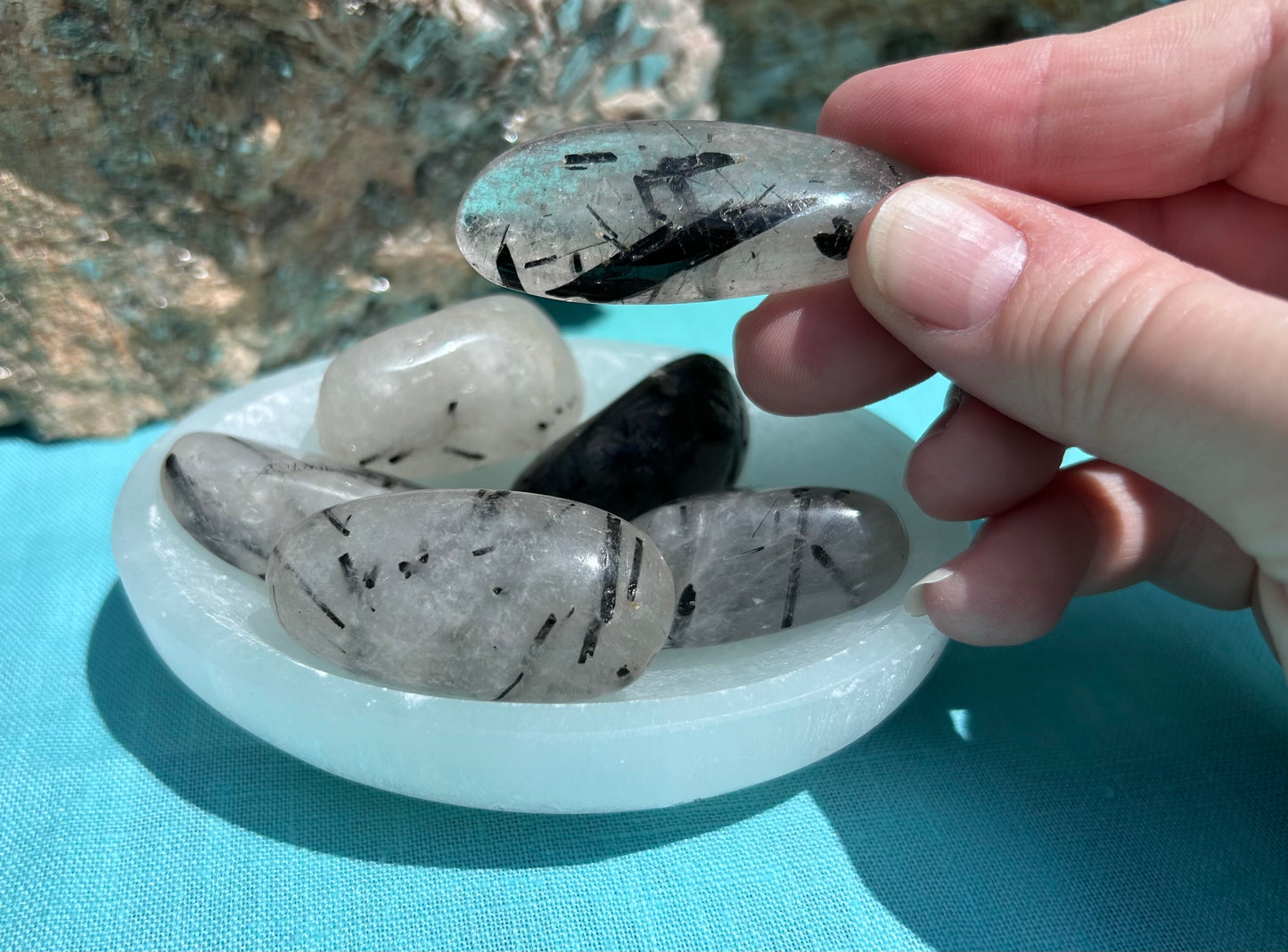 Tourmaline in Quartz Tumble | Large