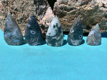 Moss Agate Tear Drop Free Form | Medium