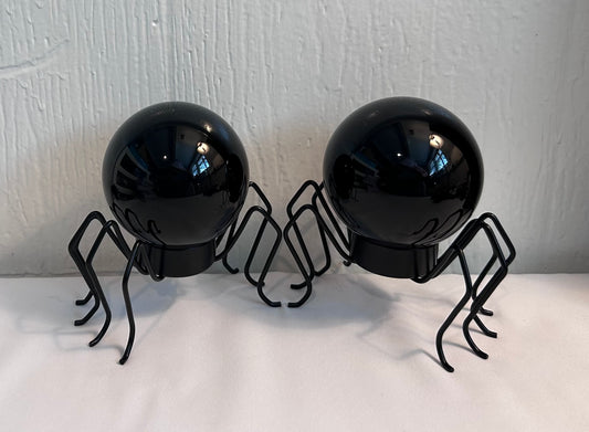 Obsidian Sphere with Spider Holder