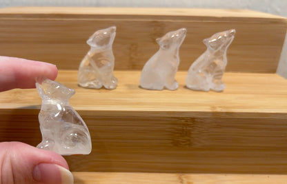 Clear Quartz Wolf Carving