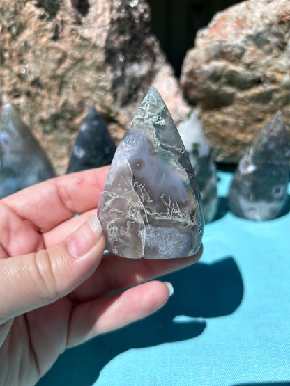 Moss Agate Tear Drop Free Form | Medium
